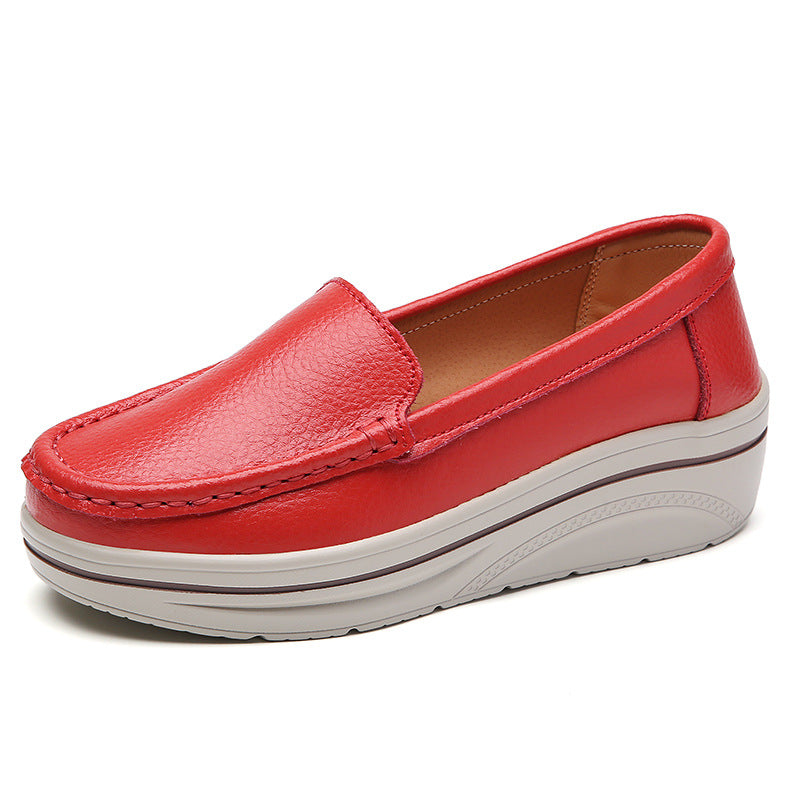 Mocasines de plataforma de piel auténtica