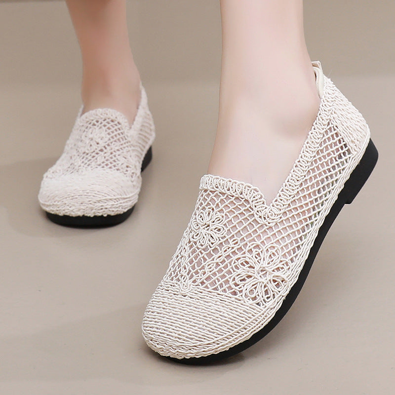 Zapatos de malla con punta redonda hueca