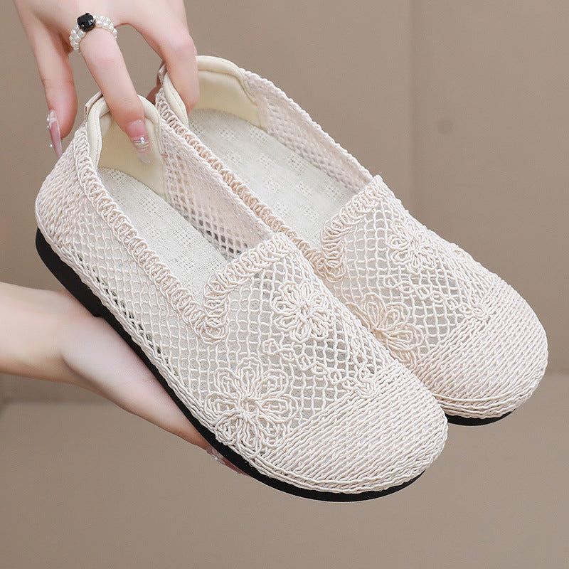 Zapatos de malla con punta redonda hueca