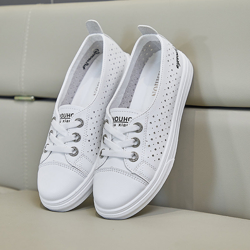 Zapatos blancos huecos de cuero genuino
