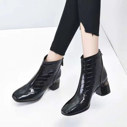 Botines de Mujer con Tacón Bajo y Diseño Croco