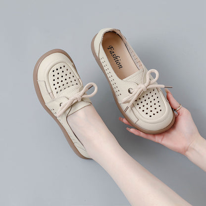 Zapatos cómodos de piel auténtica transpirable con suela hueca suave.