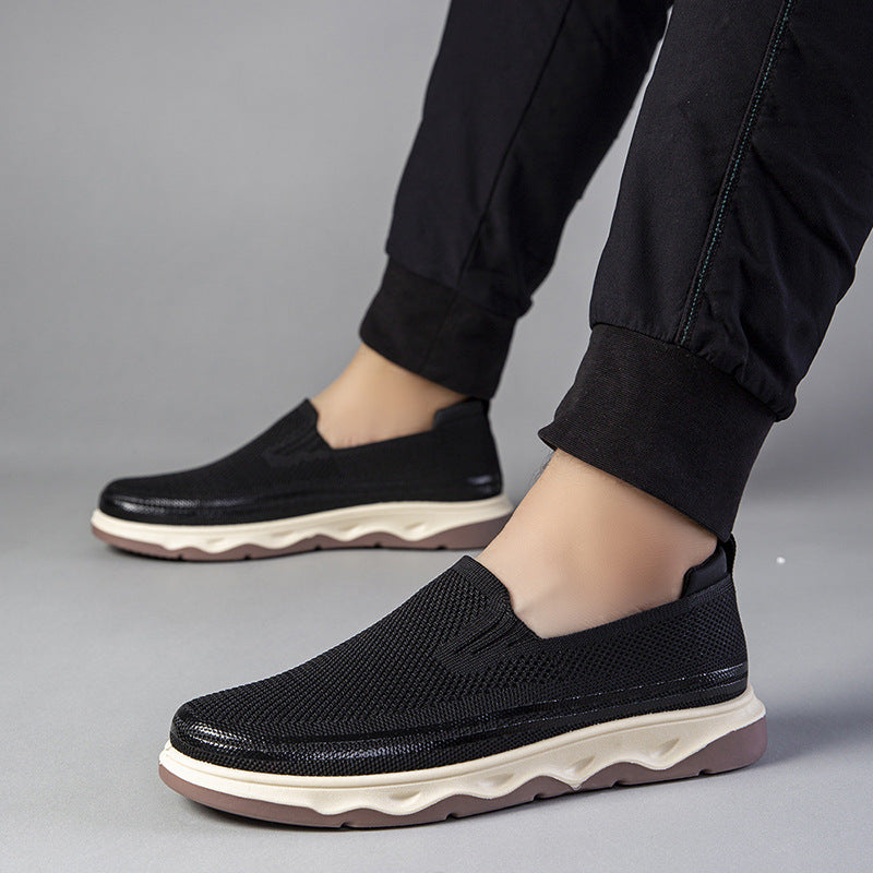 Zapatos casuales tejidos sin cordones y con vuelo