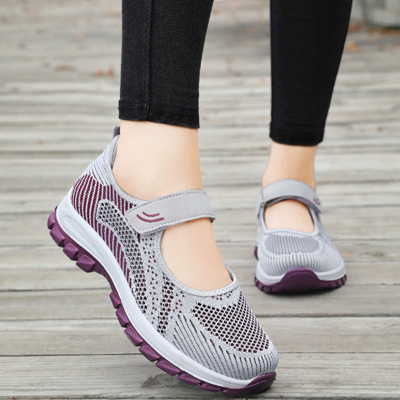 Zapatos de red portátiles con velcro para mujer