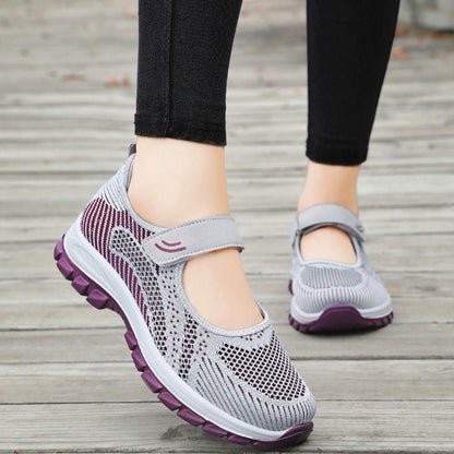Zapatos de red portátiles con velcro para mujer