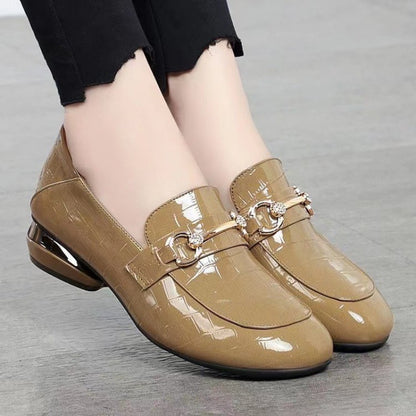 Zapatos de mujer de piel auténtica con efecto espejo a cuadros