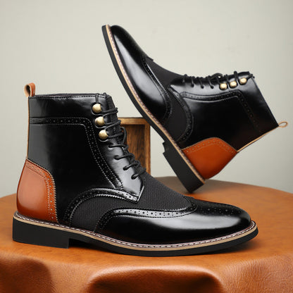 Botines de caña alta para hombre con diseño de bloques de color