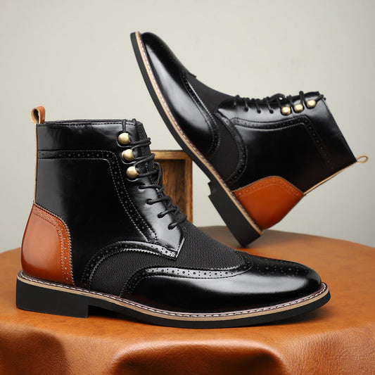 Botines de caña alta para hombre con diseño de bloques de color