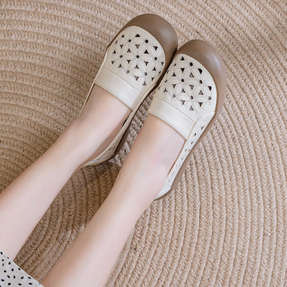 Zapatos de cuero auténtico suela blanda transpirables y perforados