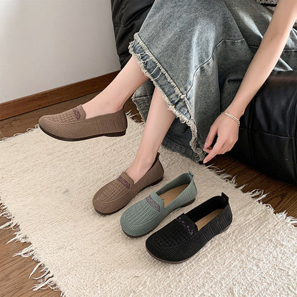 Zapatos de malla con punta redonda y rayas horizontales