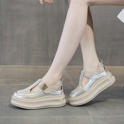 Zapatos de suela gruesa con velcro para aumentar la altura