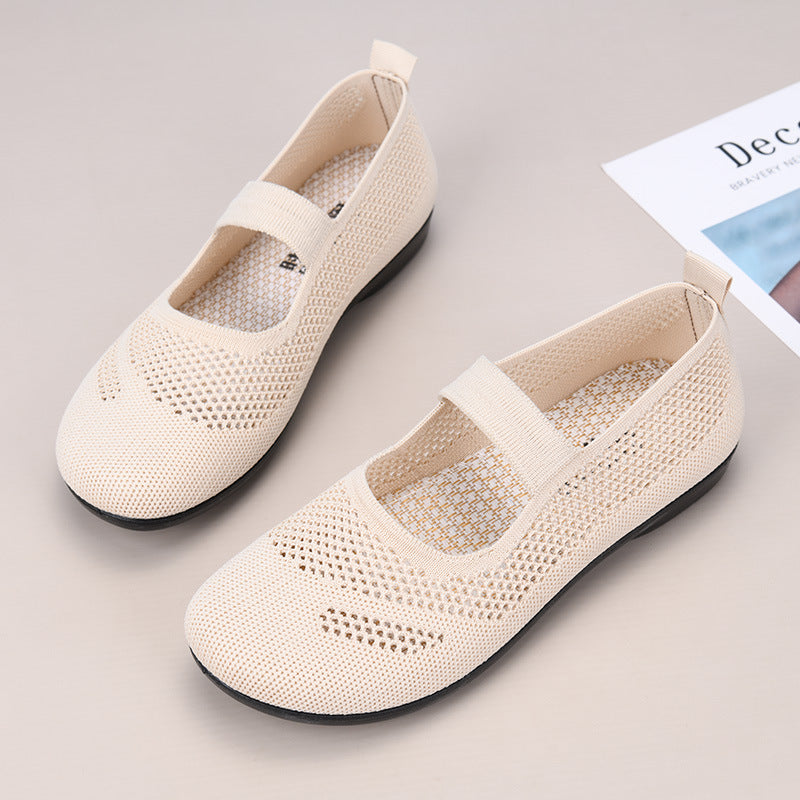 Zapatos de malla con tiras irregulares en la puntera