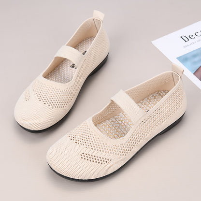 Zapatos de malla con tiras irregulares en la puntera