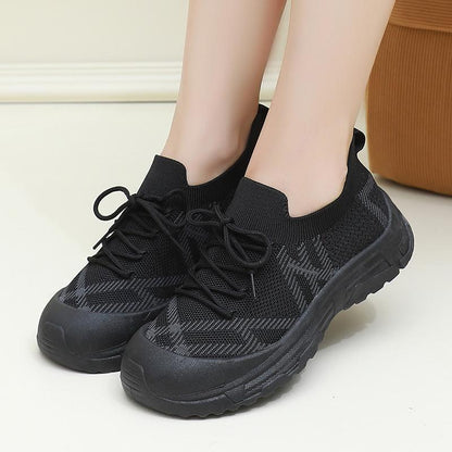 zapatos de malla con plataforma y punta redonda