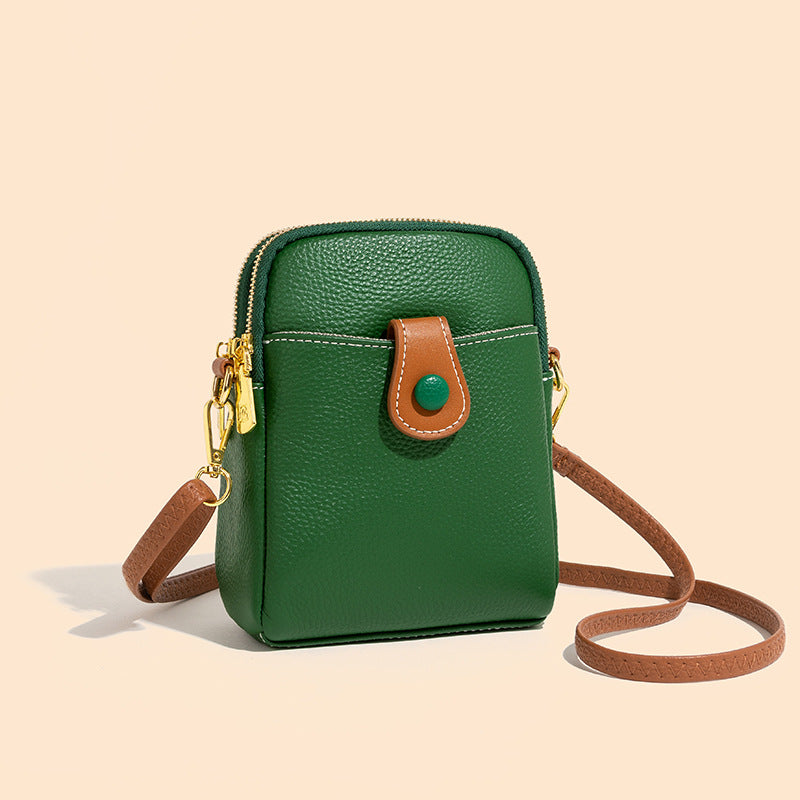 Bolso retro multifuncional de cuero auténtico para teléfono