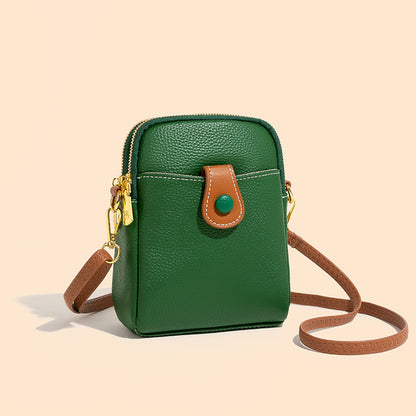 Bolso retro multifuncional de cuero auténtico para teléfono