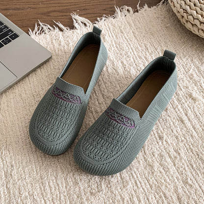 Zapatos de malla con punta redonda y rayas horizontales