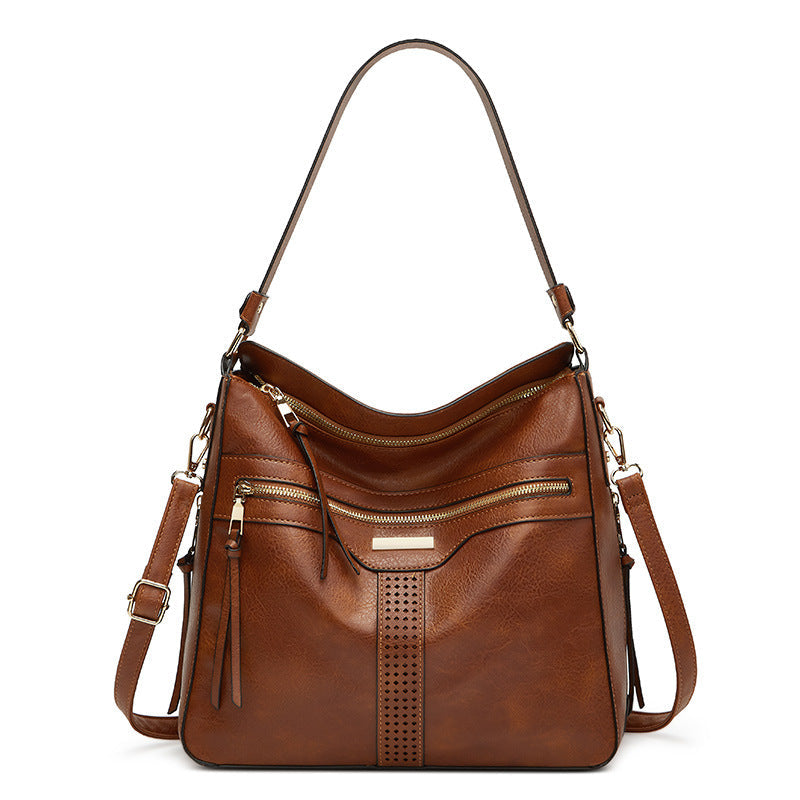 Bolso de mano retro de piel suave para mujer