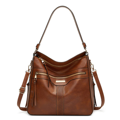 Bolso de mano retro de piel suave para mujer