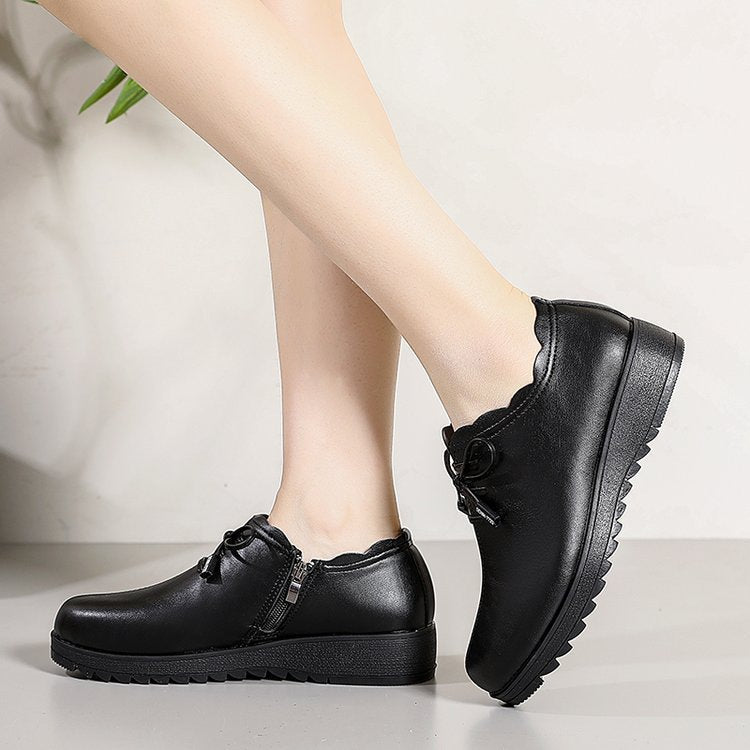 Zapatos de piel para mujer con suela blanda y antideslizante