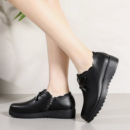 Zapatos de piel para mujer con suela blanda y antideslizante