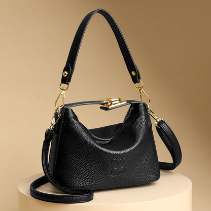Nuevo bolso premium para mujer de cuero genuino liso con cierre de cerradura