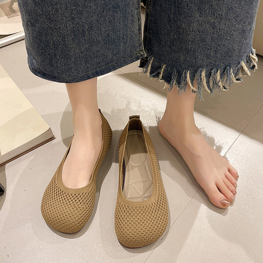 Zapatos Mary Jane de malla con punta redonda