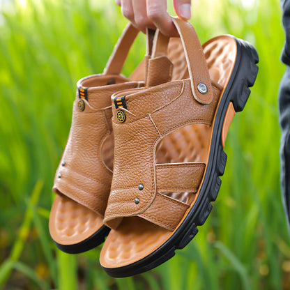 Sandalias de playa de cuero suave para hombre