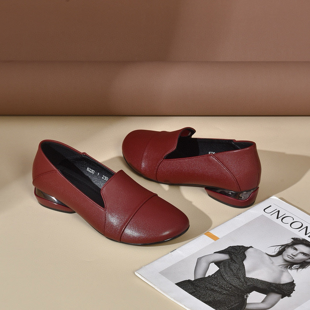 Zapatos de mujer de tacón bajo y doble piel