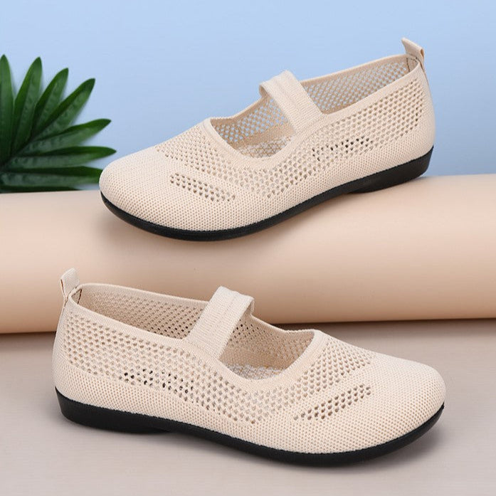 Zapatos de malla con tiras irregulares en la puntera