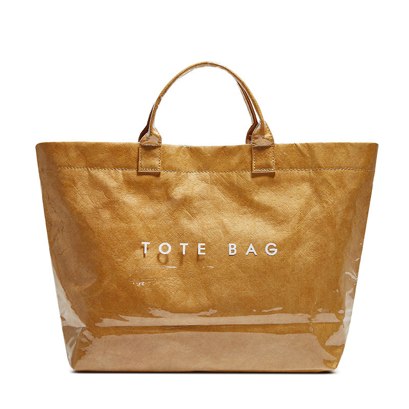 Bolso tote de gran capacidad en color liso para mujer, bolsa de mano de PVC transparente impermeable y de moda