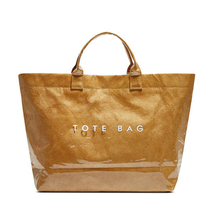 Bolso tote de gran capacidad en color liso para mujer, bolsa de mano de PVC transparente impermeable y de moda