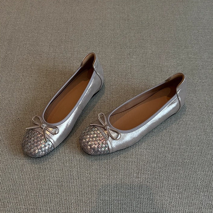 Nuevos zapatos planos de piel genuina con suela suave estilo francés