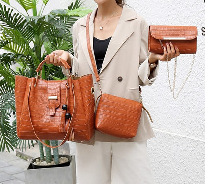 🔥 Compra uno y llévate tres-Nuevo conjunto de tres bolsos con estampado de cocodrilo