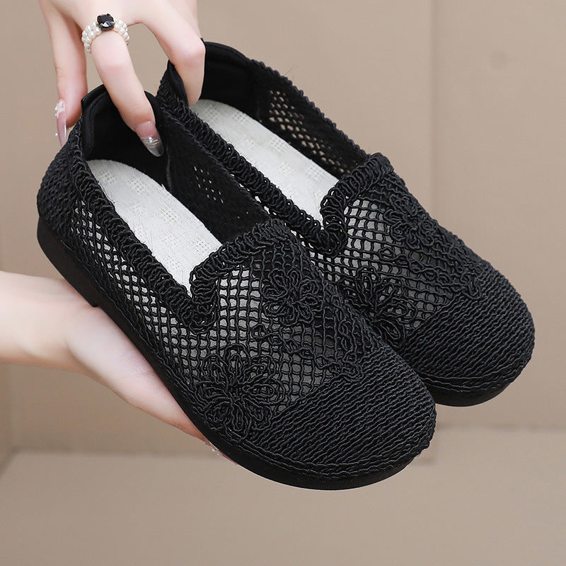 Zapatos de malla con punta redonda hueca