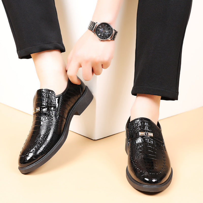 Zapatos de negocios de piel con estampado de cocodrilo