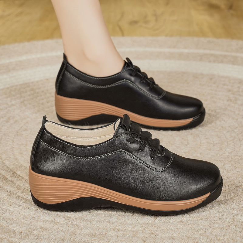 Zapatos casuales de plataforma de cuero