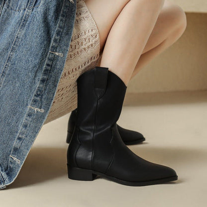 Botas de Piel｜Punta Fina y Tacón Bajo