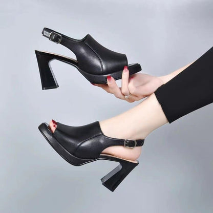 Zapatos de tacón alto cómodos de piel auténtica para mujer.