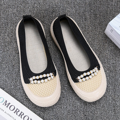 Zapatos de malla con cadena de perlas