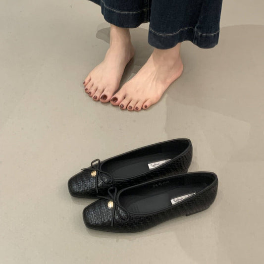 Balerinas Negras con Moño para Mujer