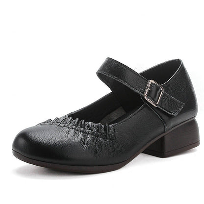 Zapatos de piel de tacón medio con suela blanda
