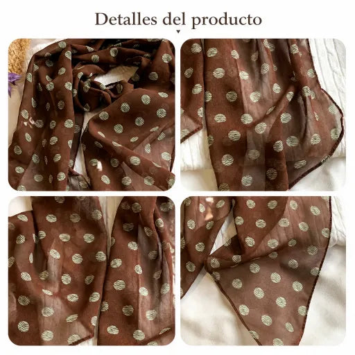 Pañuelo de lunares, bufanda elegante para el cuello, fina para primavera y verano