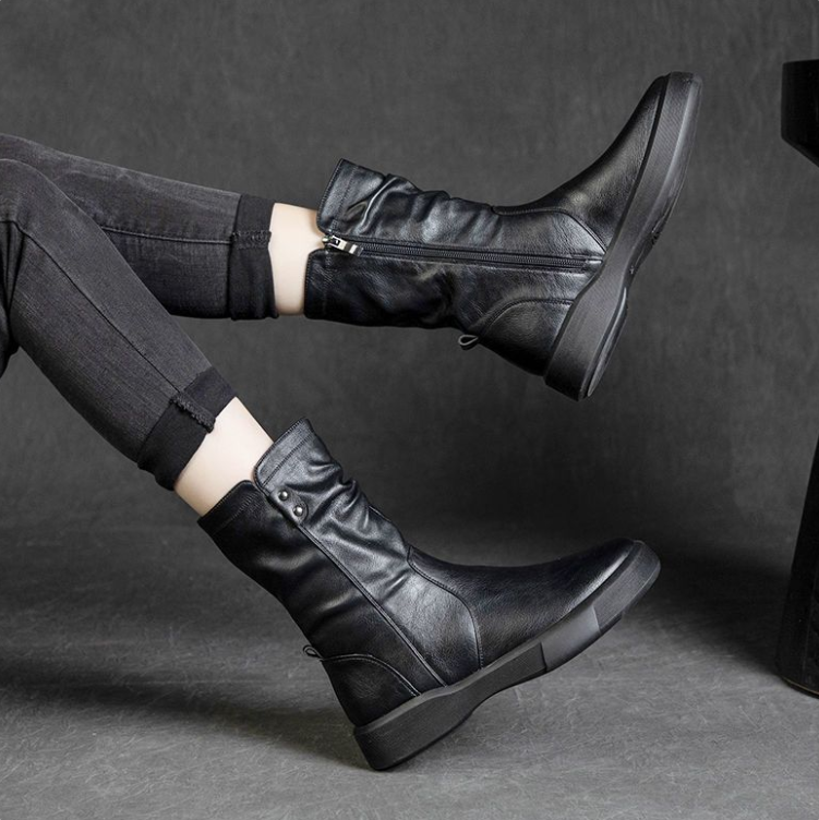 Botas delgadas botas de lana de invierno a media pantorrilla