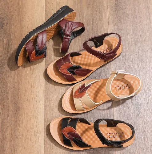 Sandalias de cuero genuino suave y suela blanda, antideslizantes y cómodas