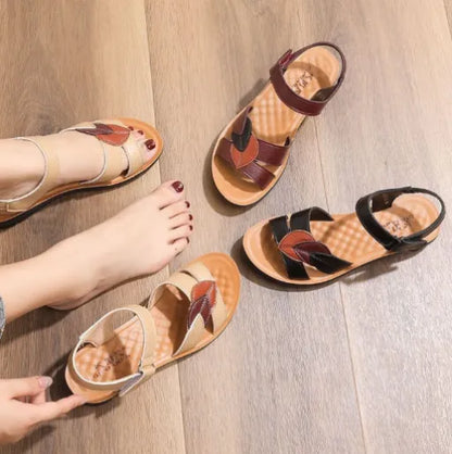 Sandalias de cuero genuino suave y suela blanda, antideslizantes y cómodas