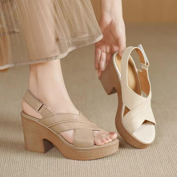 Sandalias de tacón alto con plataforma y punta abierta