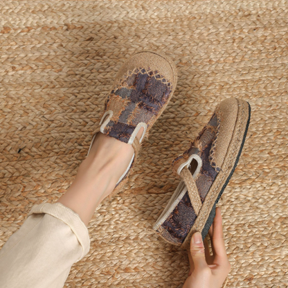 Zapatos planos bordados estilo étnico, suela blanda