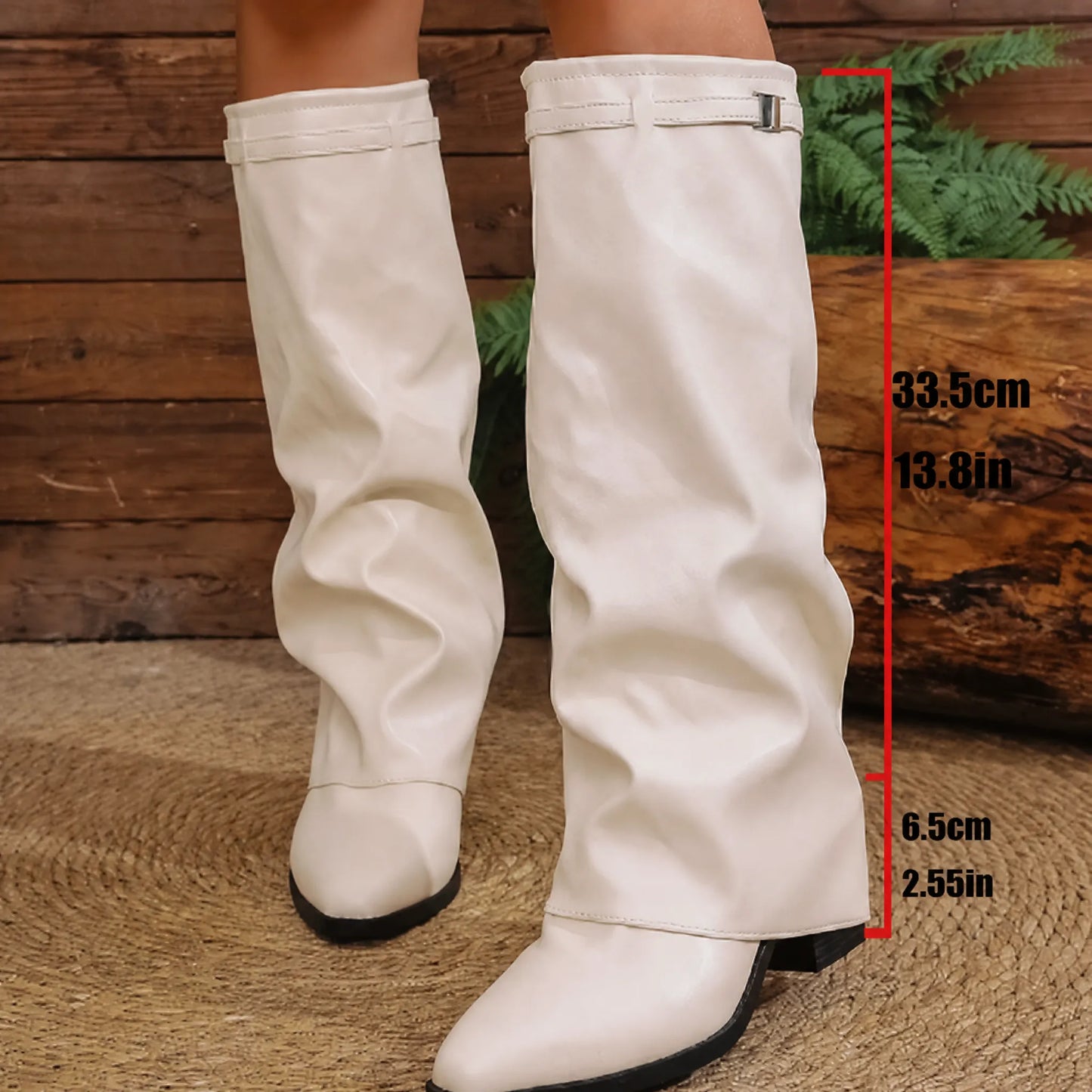 Botas sobre la rodilla para mujer, sin cordones, cuero de alta calidad