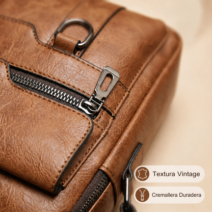 Bolso bandolera de cuero PU unisex, estilo urbano vintage, bolso de gran capacidad para el día a día